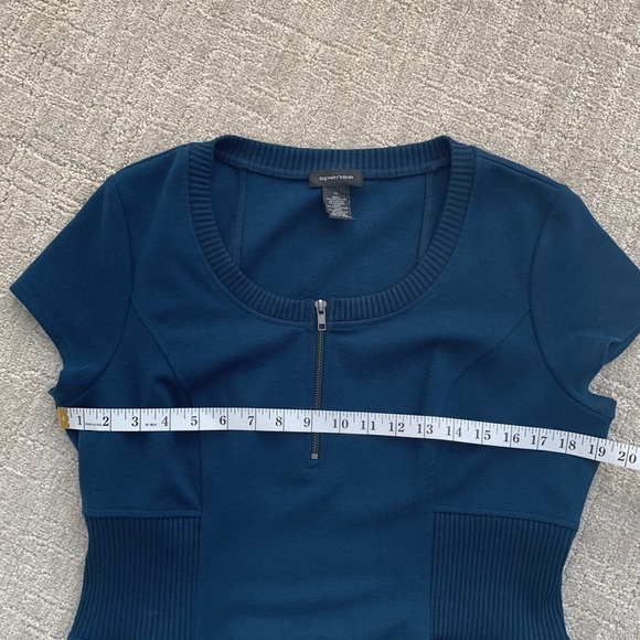 Spense Midnight Blue Cap Sleeve Knee Length Knit Dress with Zipper Size 14 - Picture 6 of 10